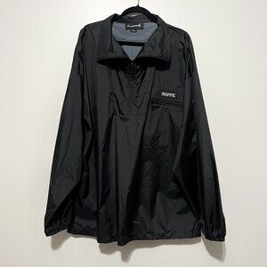 Roffe Mens Vintage Windshell Anorak Jacket XL Black Gorpcore Outdoor Sporty 90s